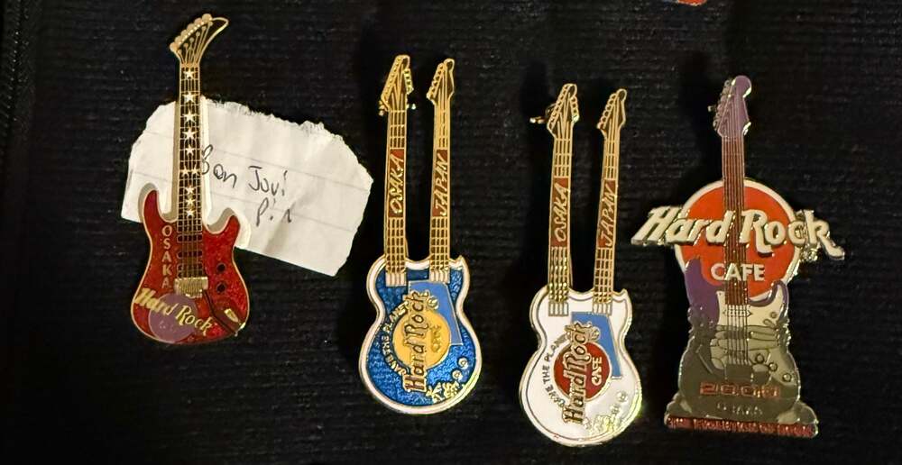 Hard Rock Cafe Osaka Japan Guitar Pin Lot of 4